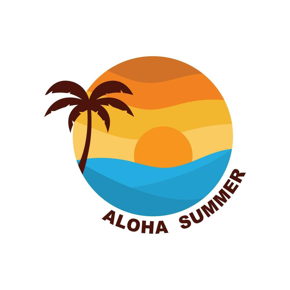 ilustración de vector de logotipo de playa de verano