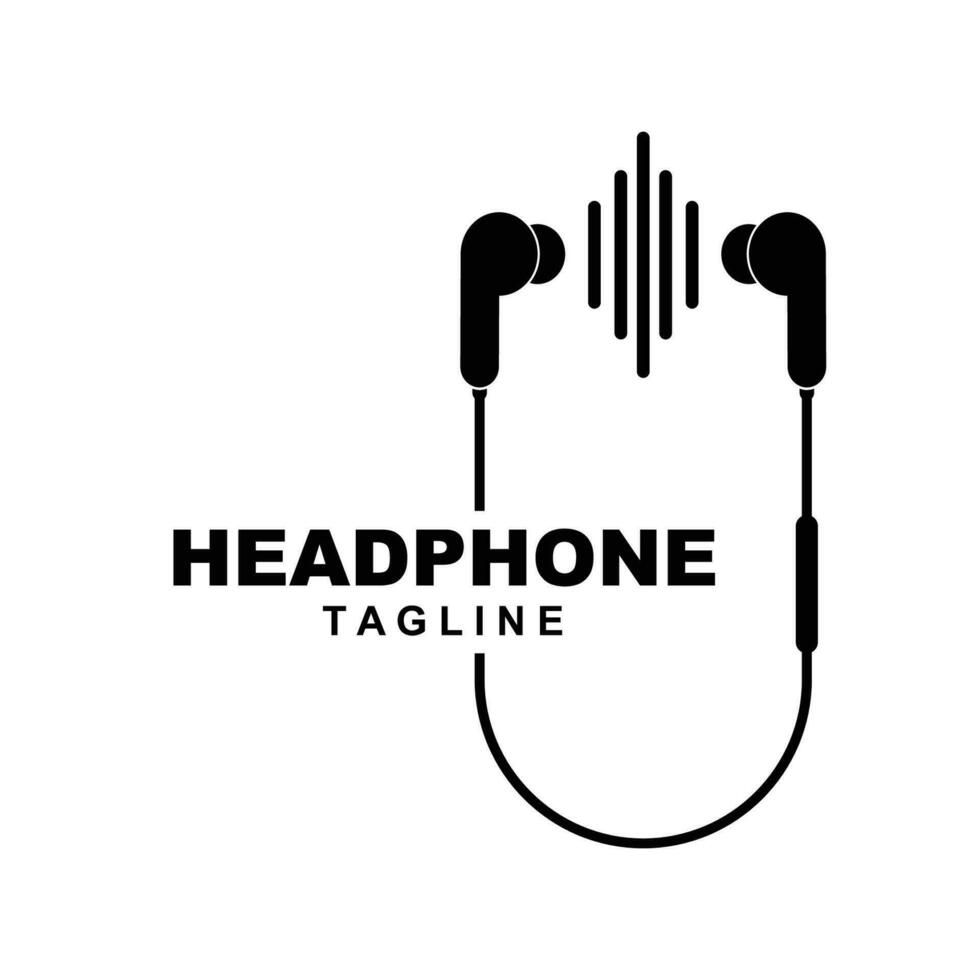 auricular logo, música escuchando dispositivo vector, elegante minimalista sencillo diseño, silueta icono ilustración vector