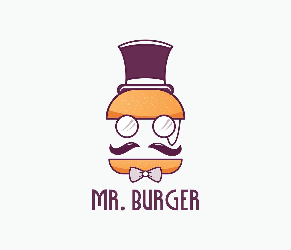 Mr burger logo, cafe, restaurant, chef, hat, logo and vectors