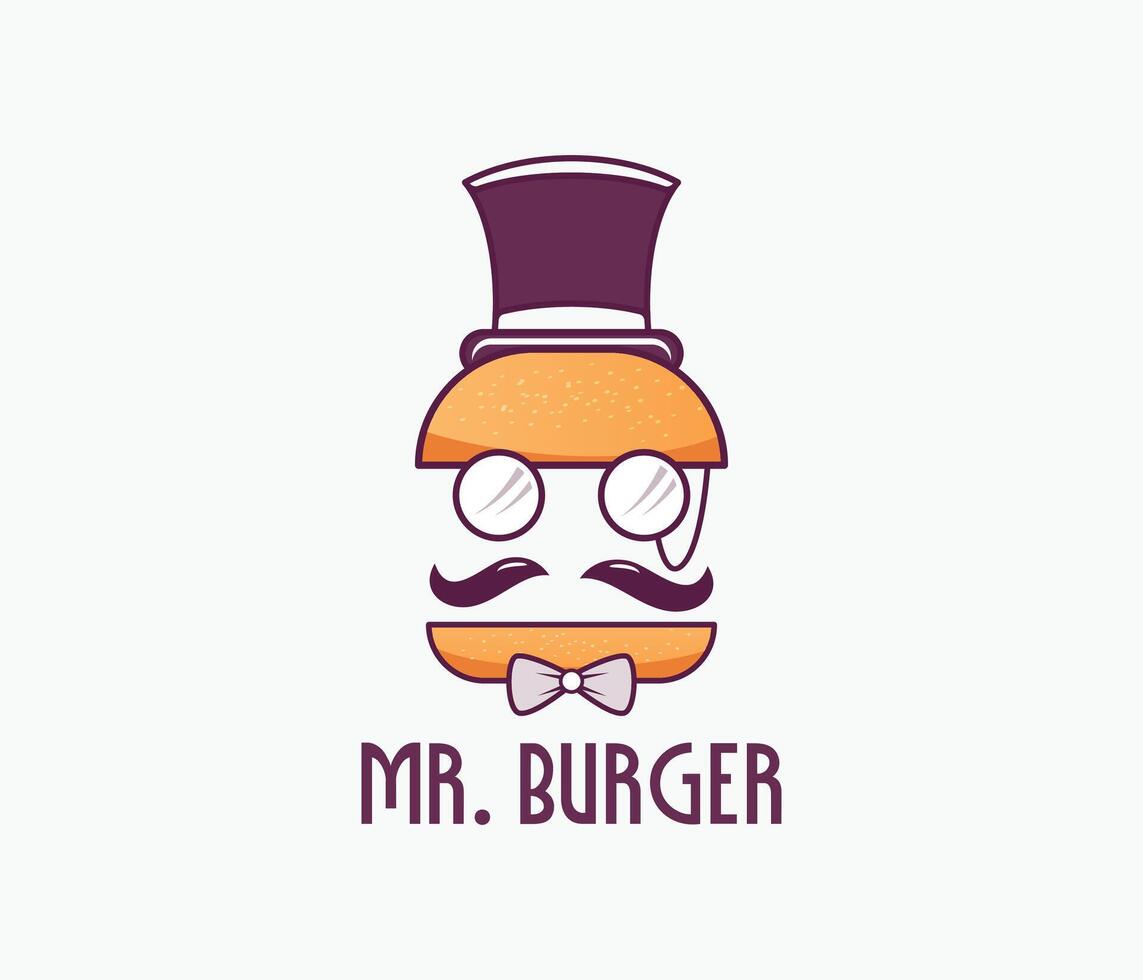 Mr burger logo, cafe, restaurant, chef, hat, logo and vectors