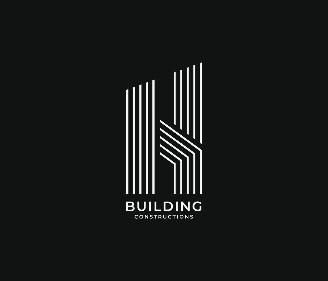 R latter building logo, real estate, constructions, line, logo, vector, minimal, h Latter, r, h vector