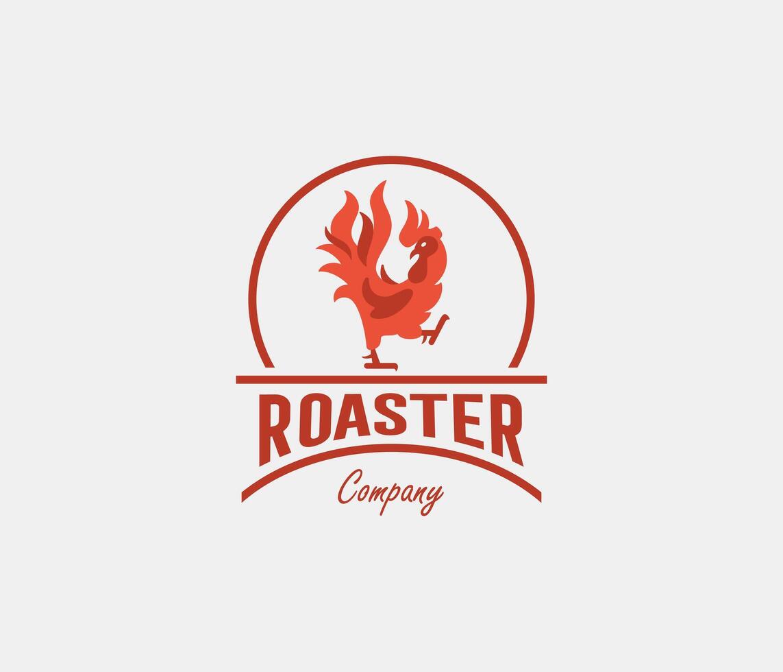 pollo, caliente, tostador, parrilla, restaurante, barbacoa, icono, rojo, fuego, comida logo, vectores