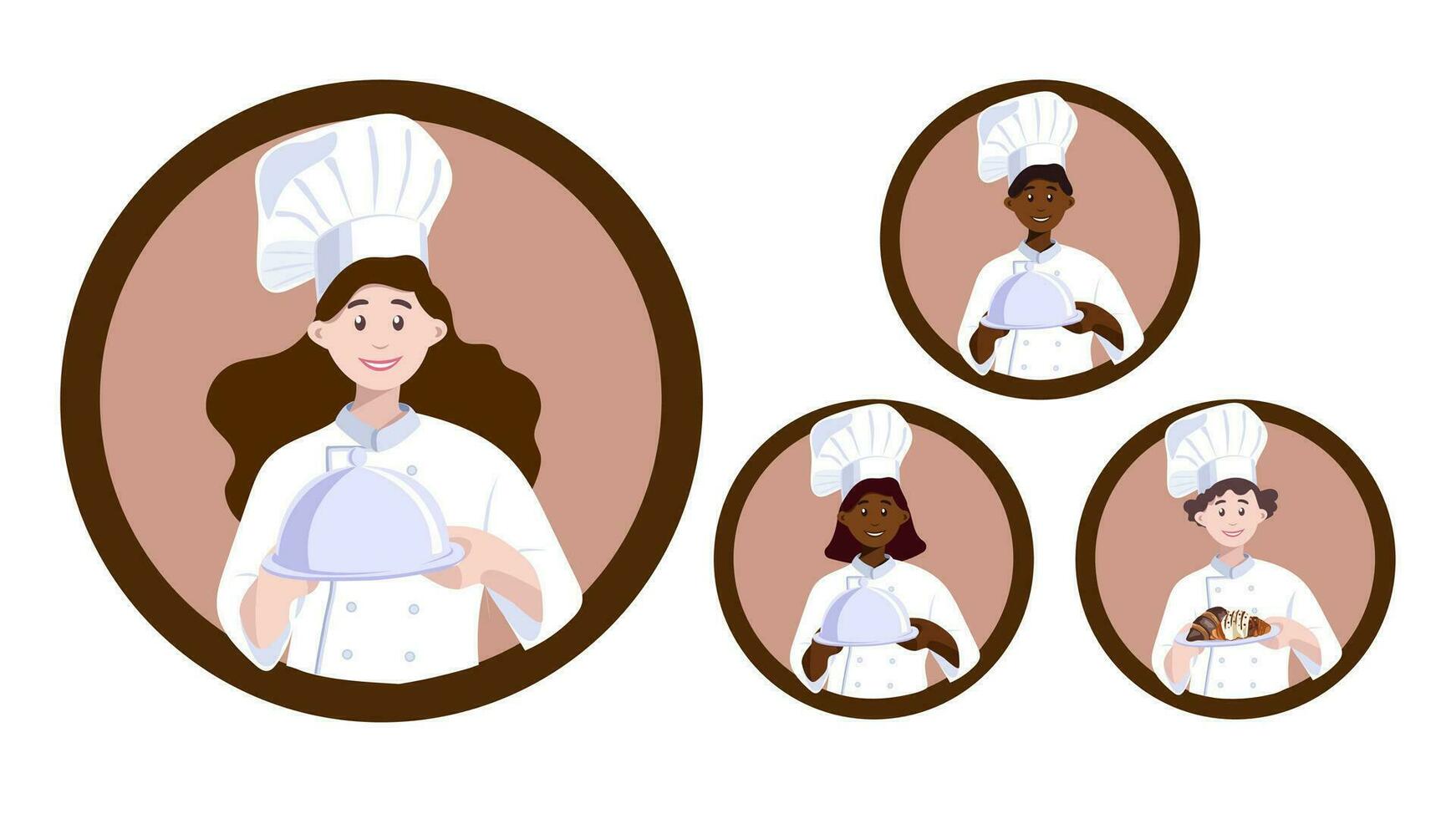 Chef Icon Set. Vector Illustration on the white background. Flat style.