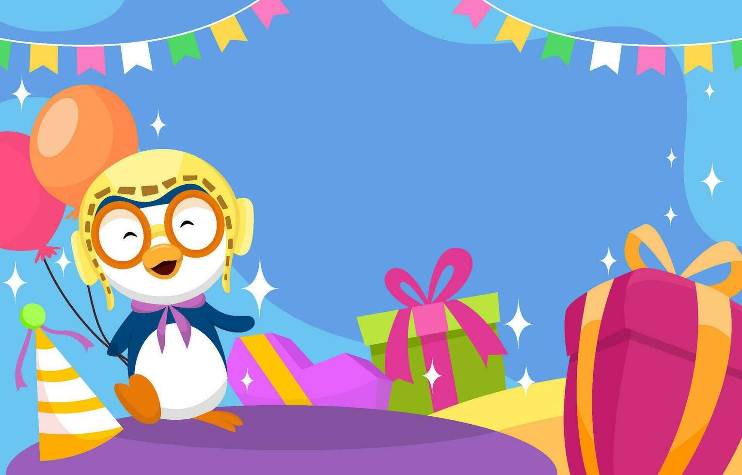 Happy Cute Little Penguin Got a Gift vector