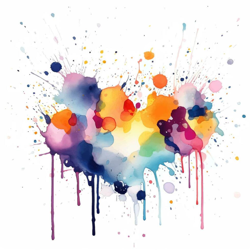 colourful watercolour splatter with drips vector