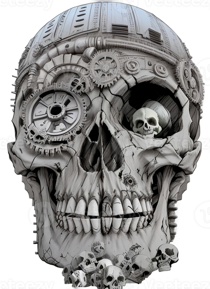 Cool skull illustration, generative Ai png