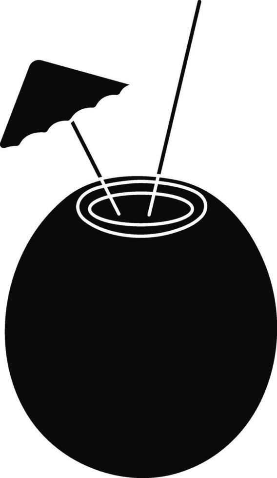 umbrella with straw in coconut. vector