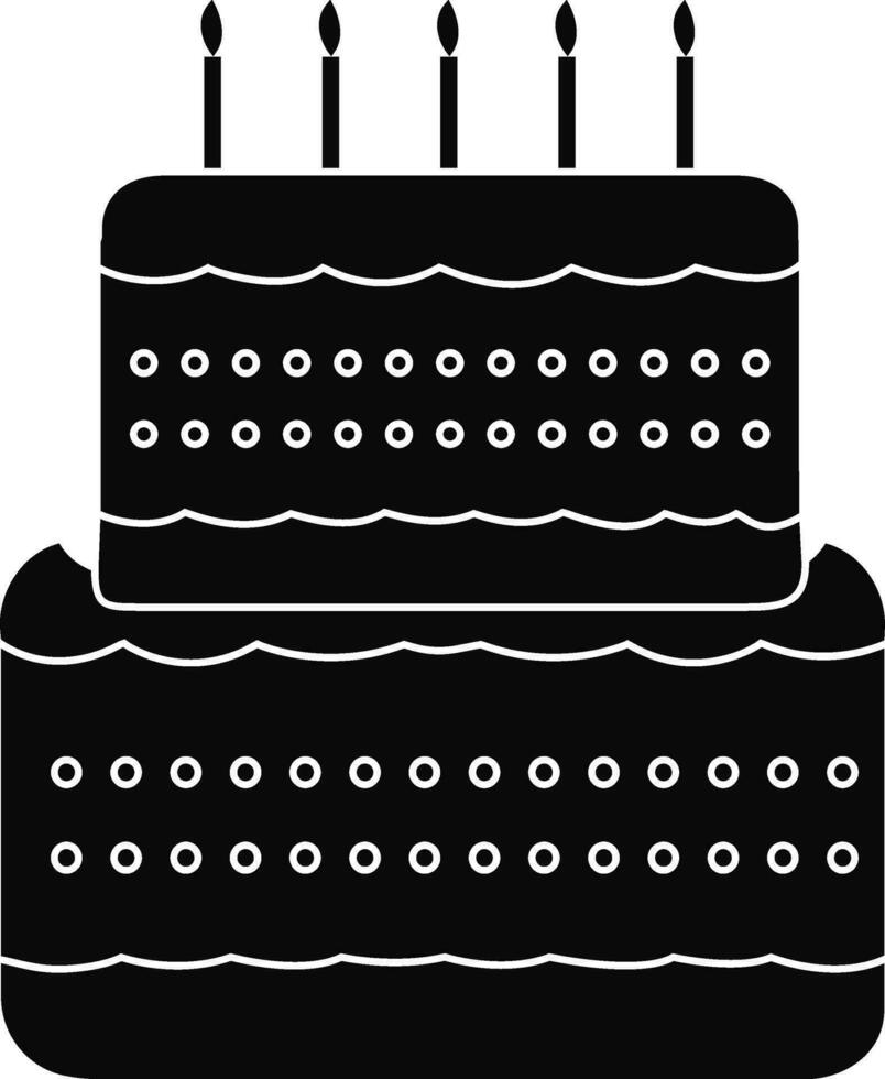 decorated cake with burning candles. vector