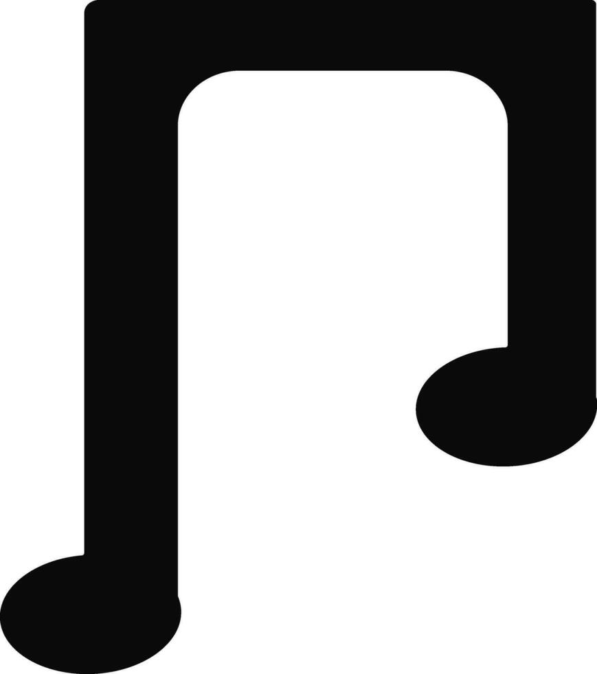 Black music note in flat style. vector