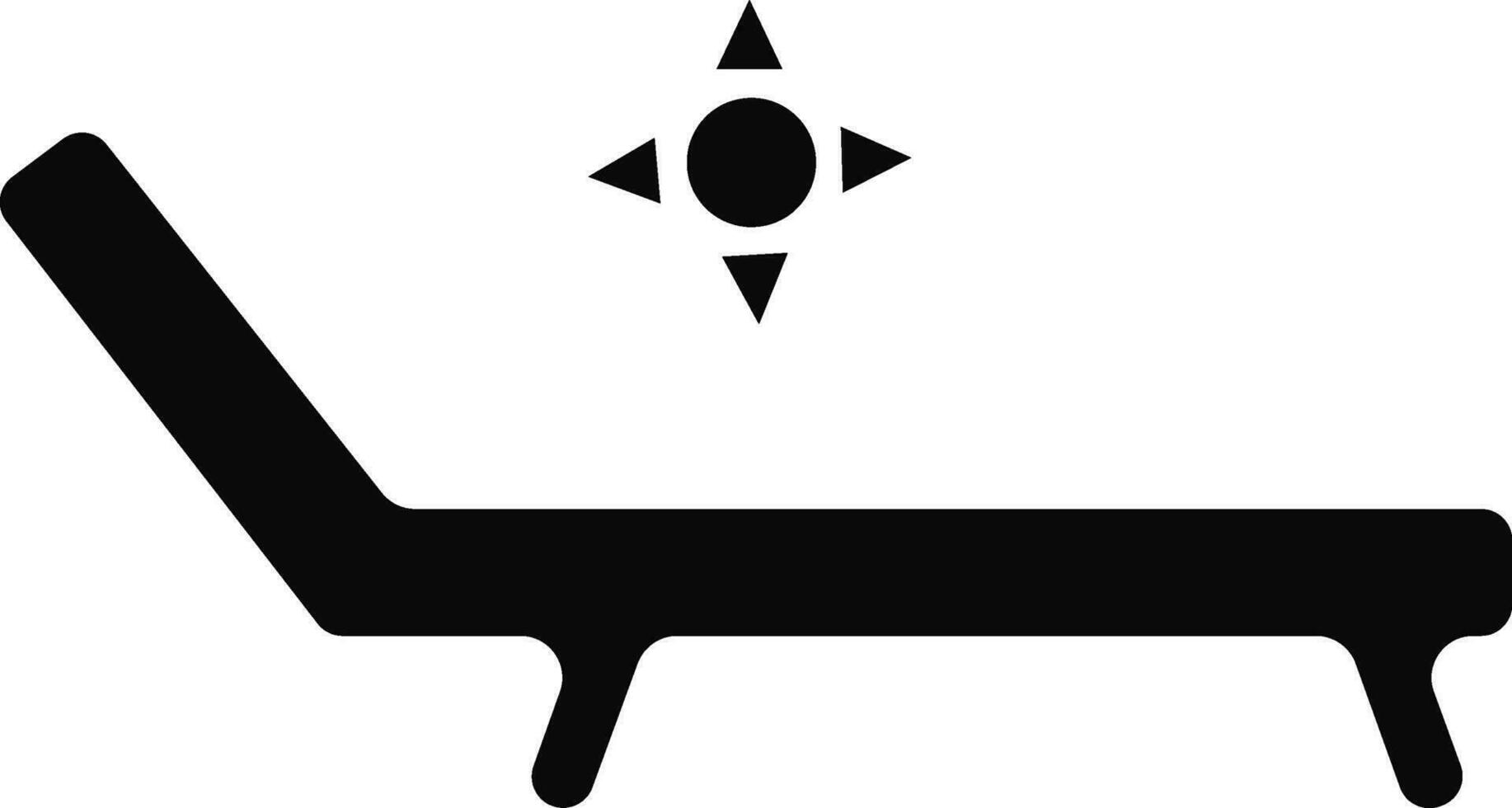 Beach chair and sun in black color. vector