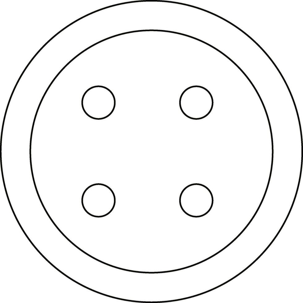 Round button in line art illustration. vector