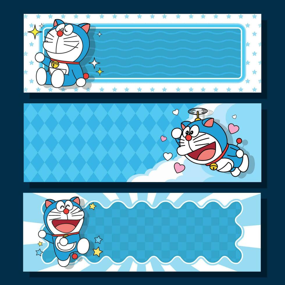 Cute Blue Cat Banner Template vector