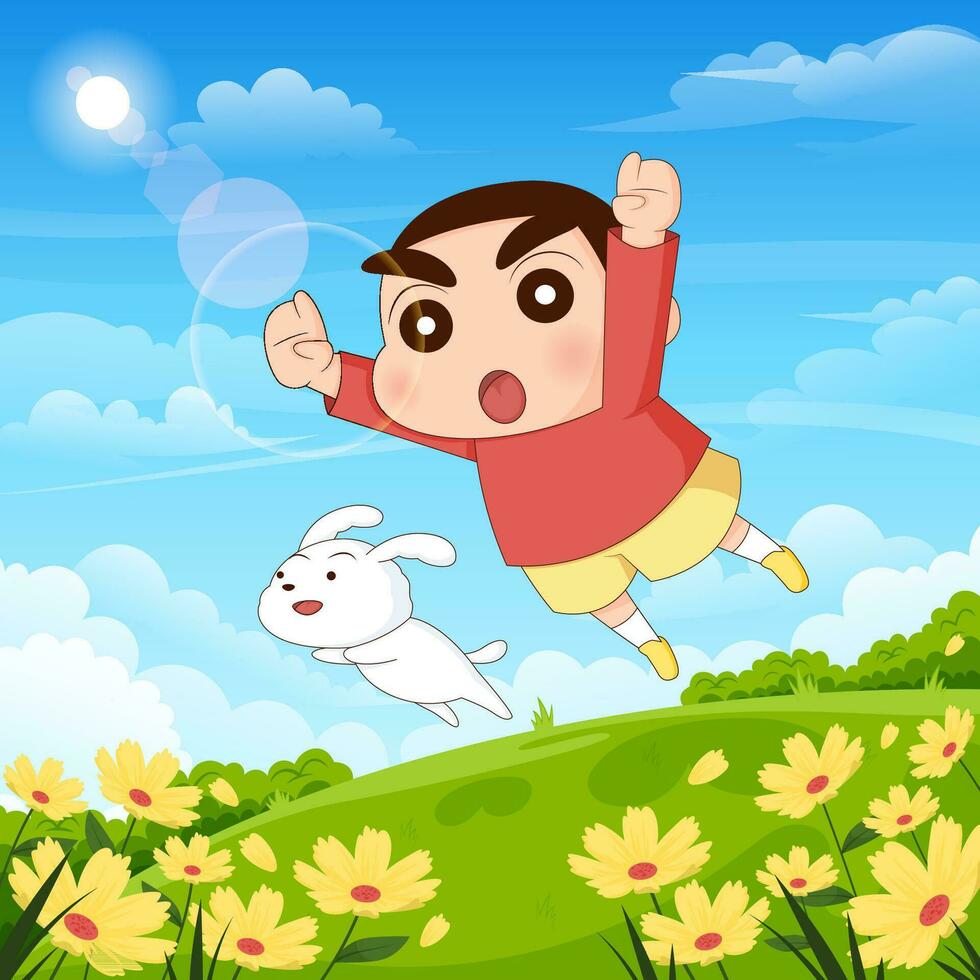 Cute Kindergarten Boy Playing with Dog vector