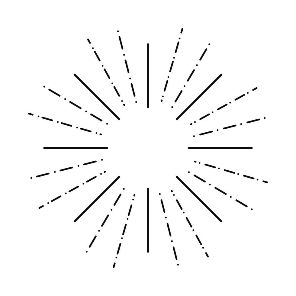 Sunburst Rays Fireworks Vintage Circular Element Isolated Vector Illustration