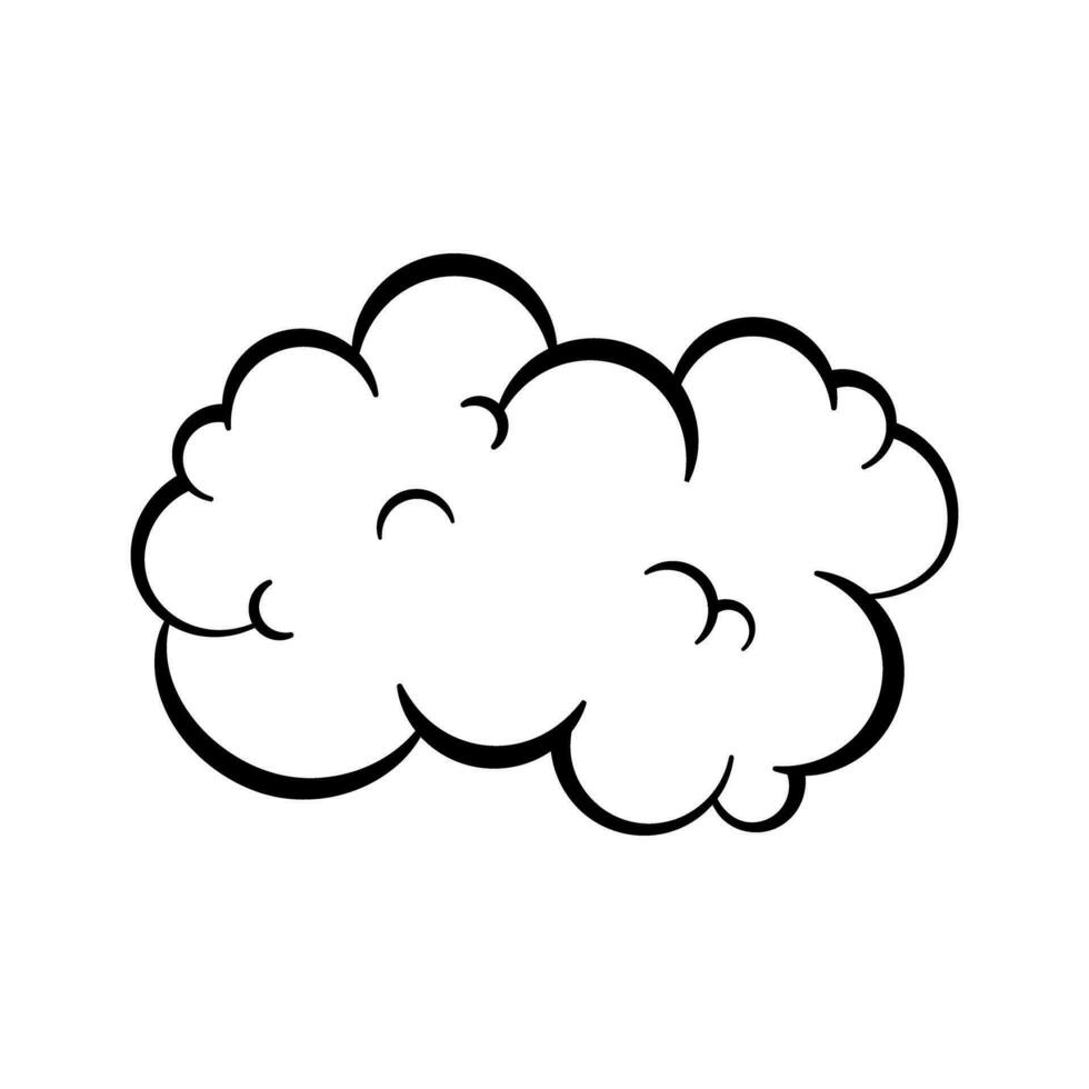 Cloud Smoke Outline Cartoon Style Isolated Vector Illustration