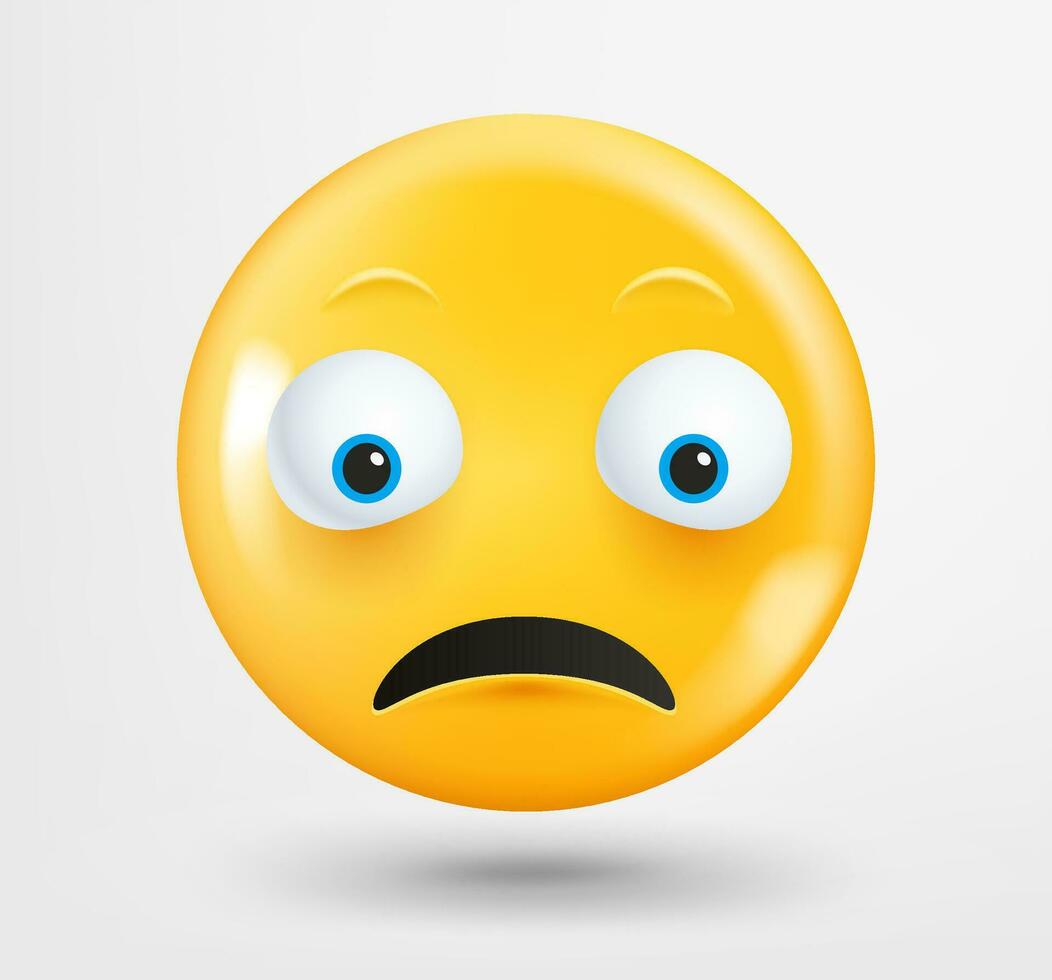 triste emoticon 3d vector. emoji aislado en blanco antecedentes vector