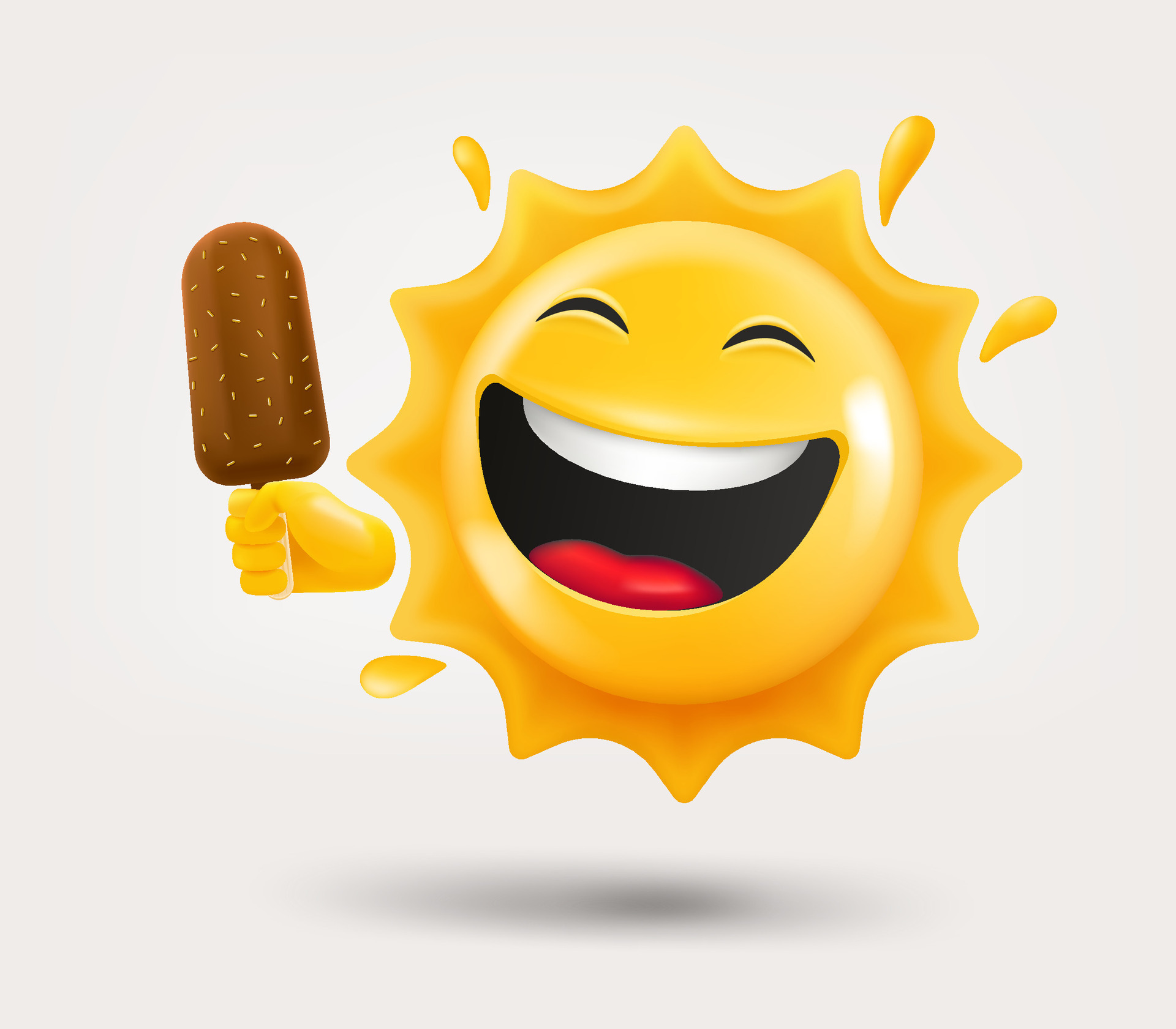 Ice Cream And Sun Emoji 1681x1920 Happy sun emoji with icecream in a hand. 3d vector isolated on white  background 24917194 Vector Art at Vecteezy