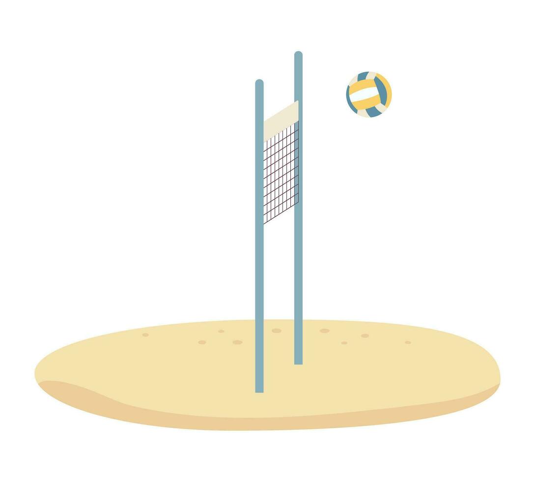 Sand volleyball semi flat colour vector object. Summertime