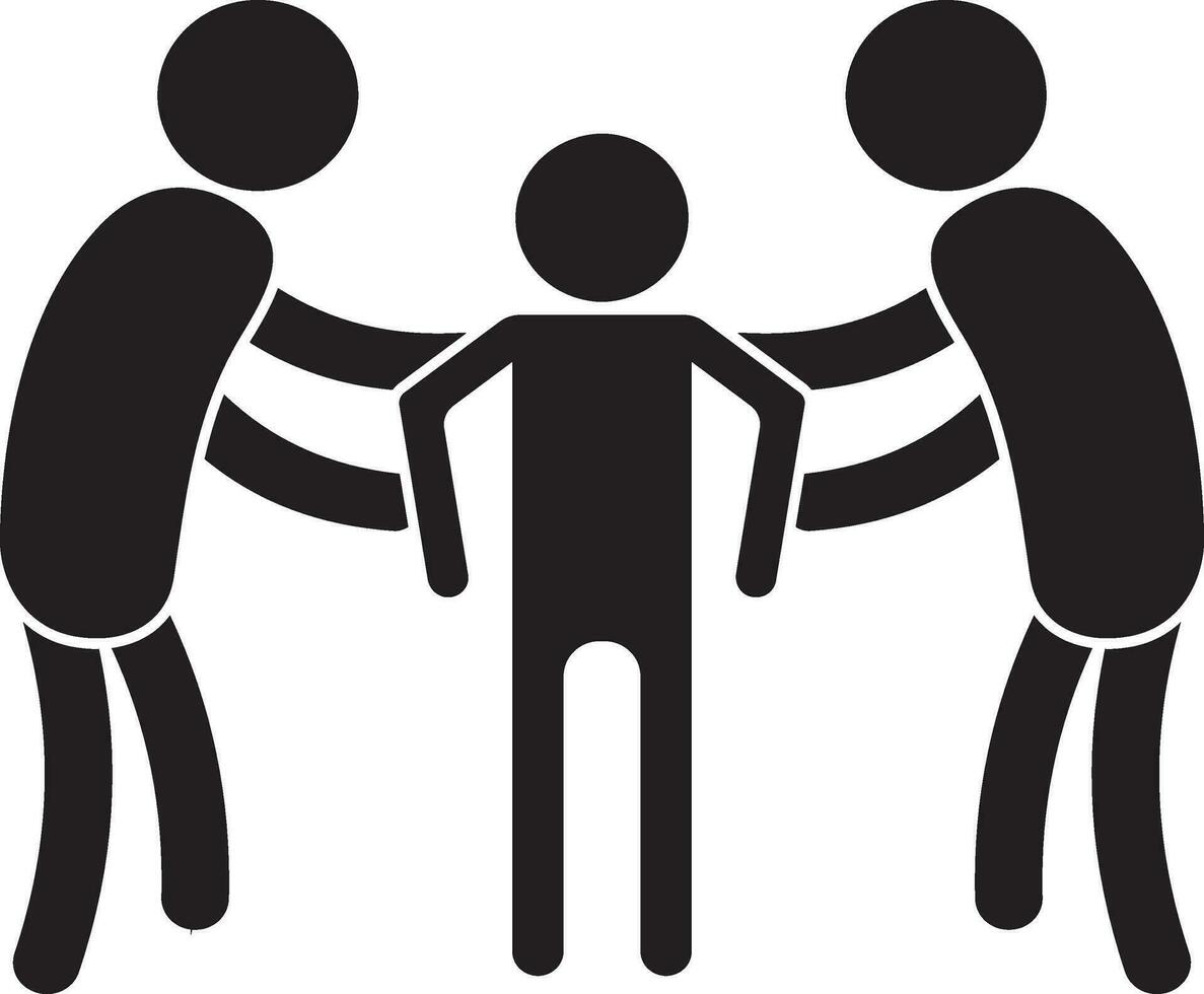Character of faceless two mans holding a another person. vector