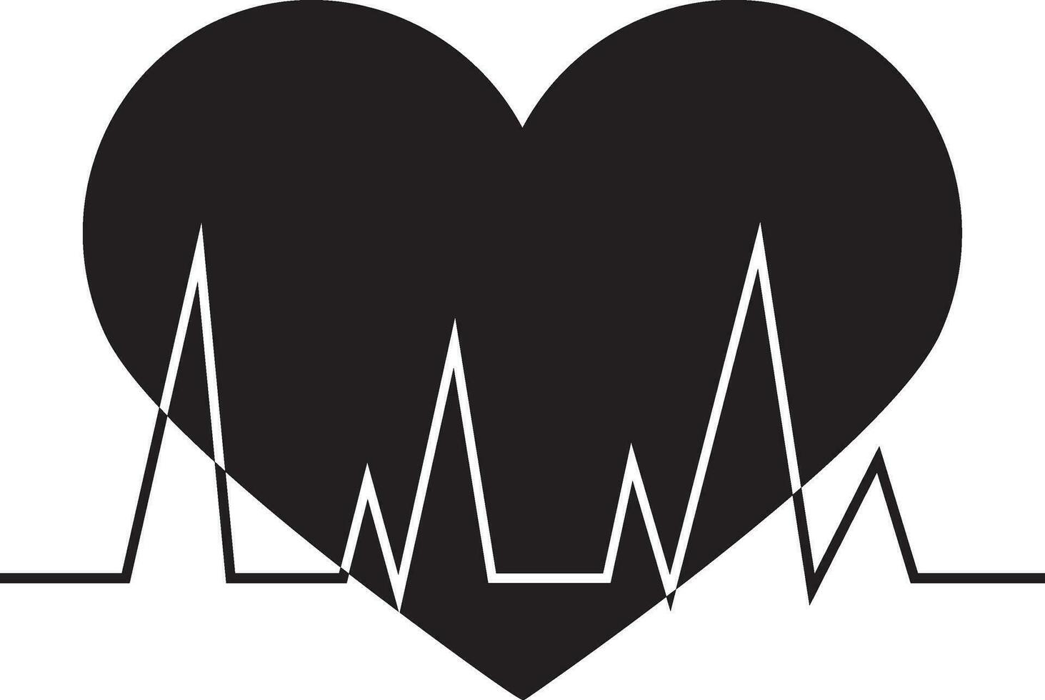 black and white heart beating in flat style. vector