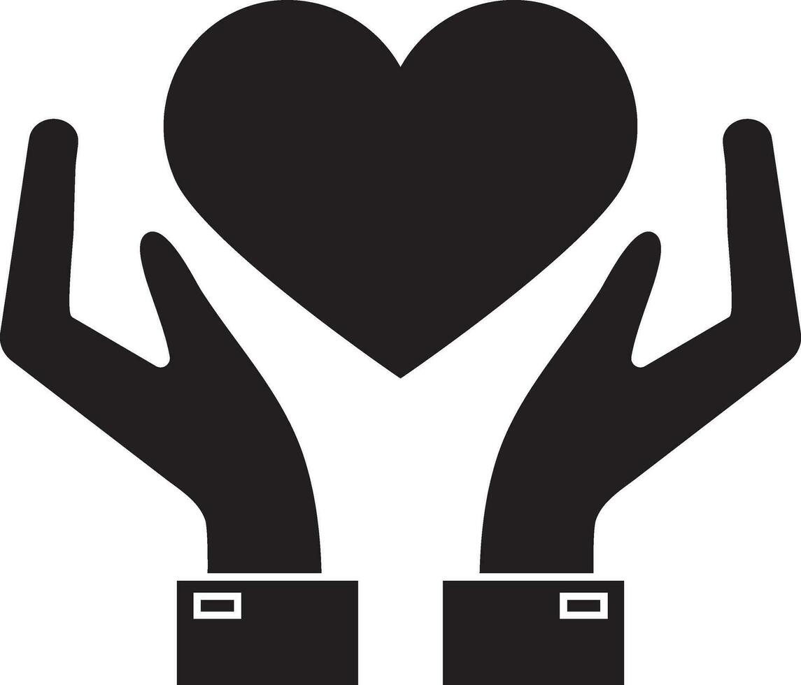 Two hands carefully protecting a heart. vector