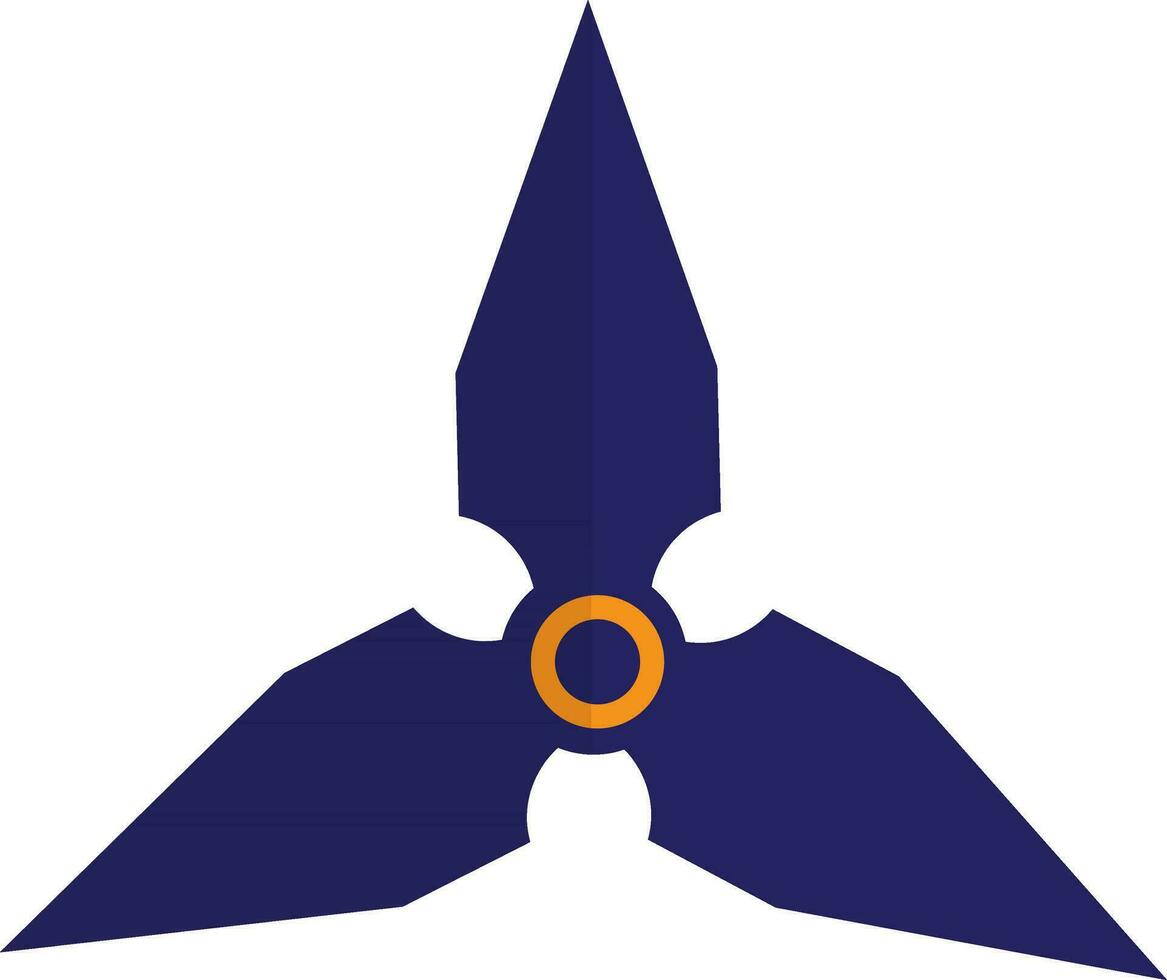 Three pointed arms in spinner toy in blue color with half shadow. vector