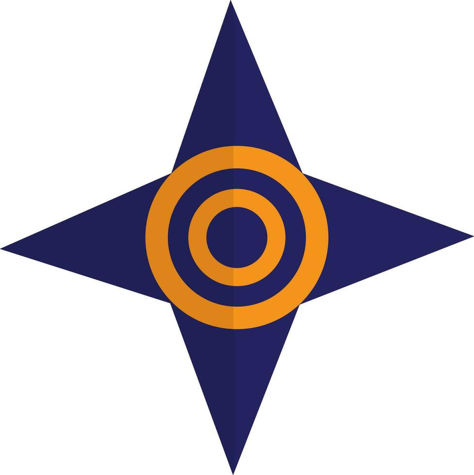 estrella forma de hilandero icono con azul color en medio sombra. vector
