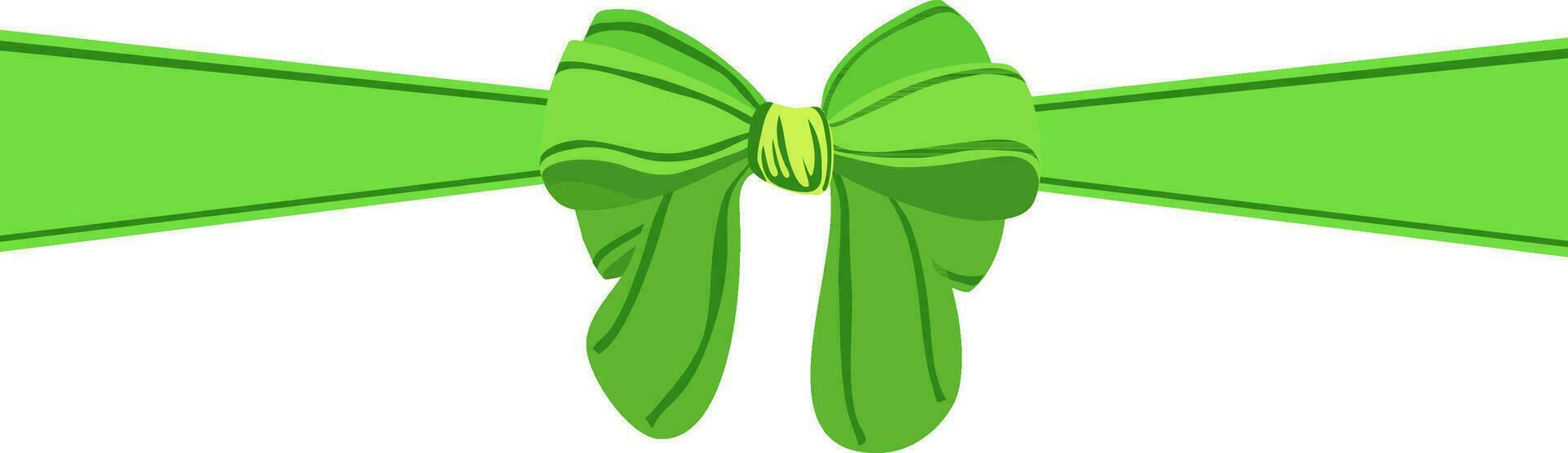 Flat illustration of green ribbon with bow. vector