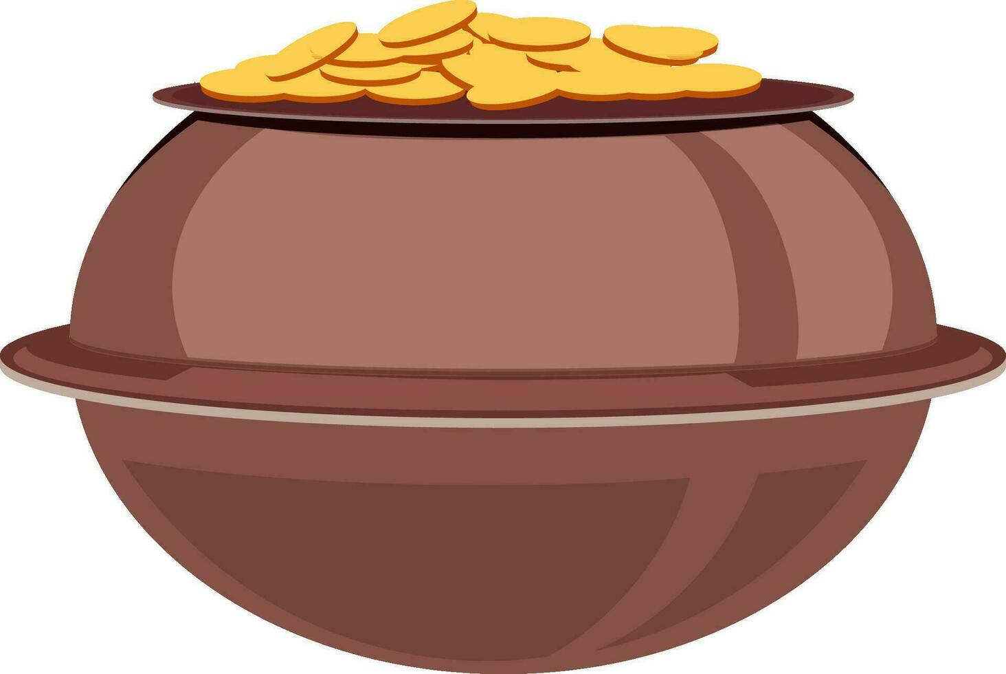 Illustration of cauldron full of gold coins. vector