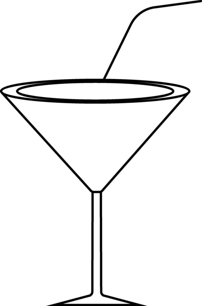 Cocktail glass in bline art. vector