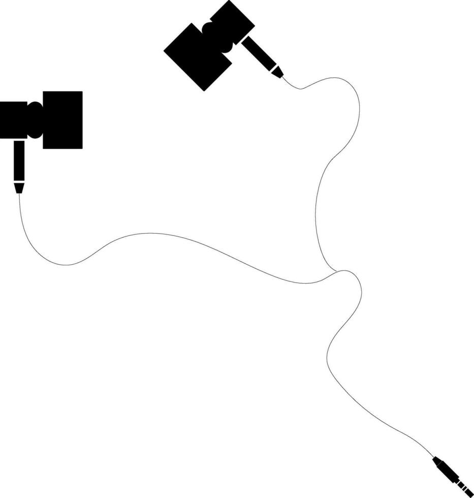 Black earphone on white background. vector