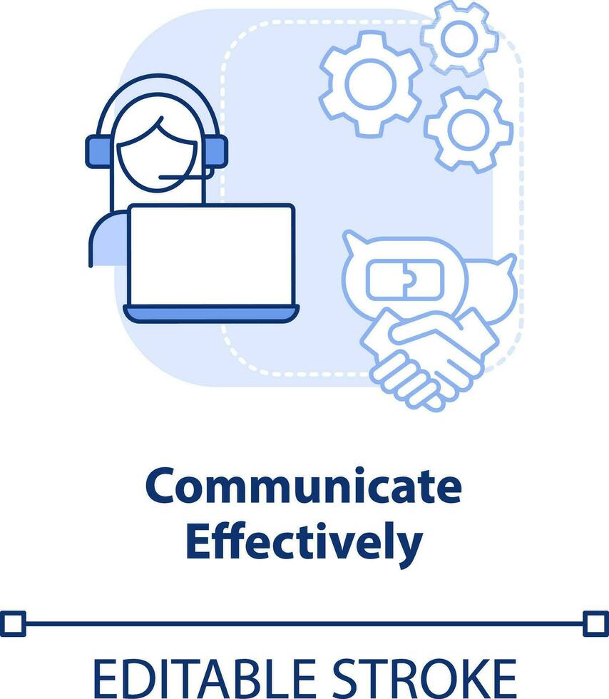 Communicate effectively light blue concept icon. Addressing covid impact on logistics abstract idea thin line illustration. Isolated outline drawing. Editable stroke vector
