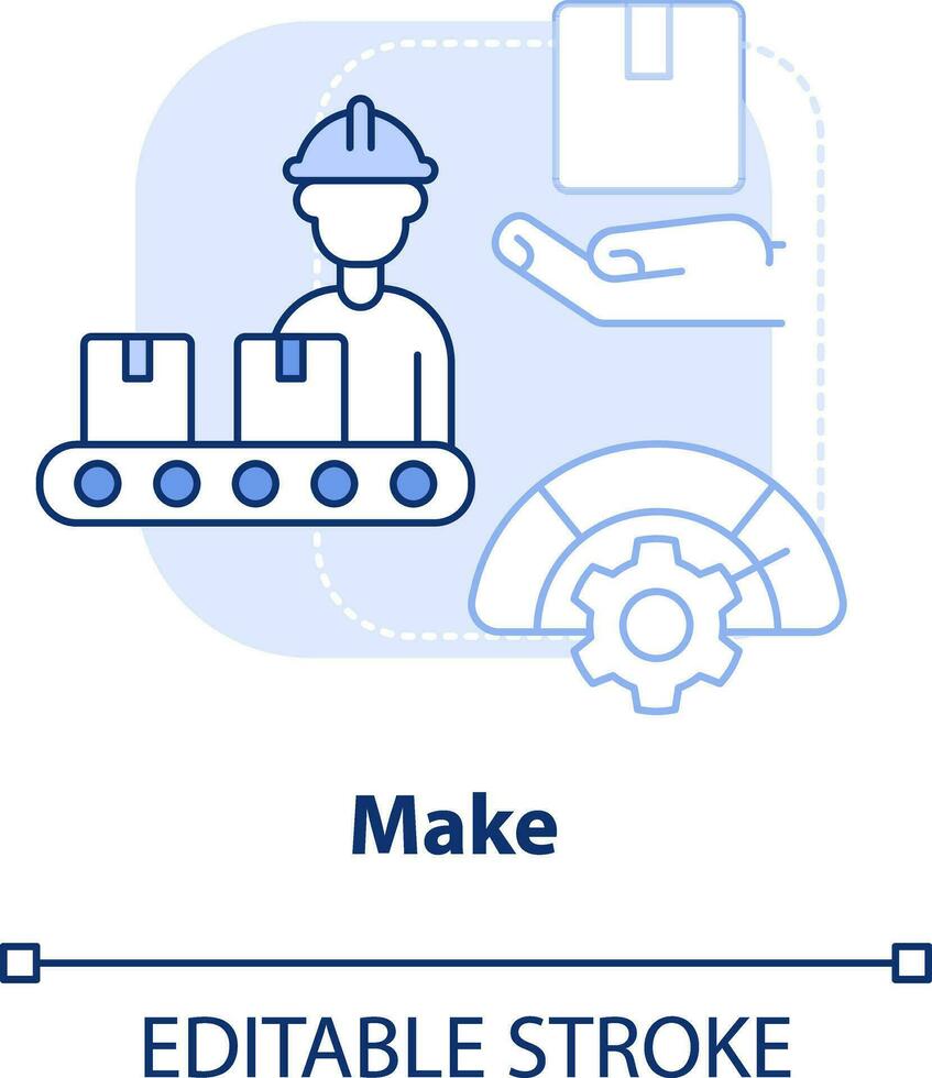 Make light blue concept icon. Manufacture. Component of supply chain management abstract idea thin line illustration. Isolated outline drawing. Editable stroke vector