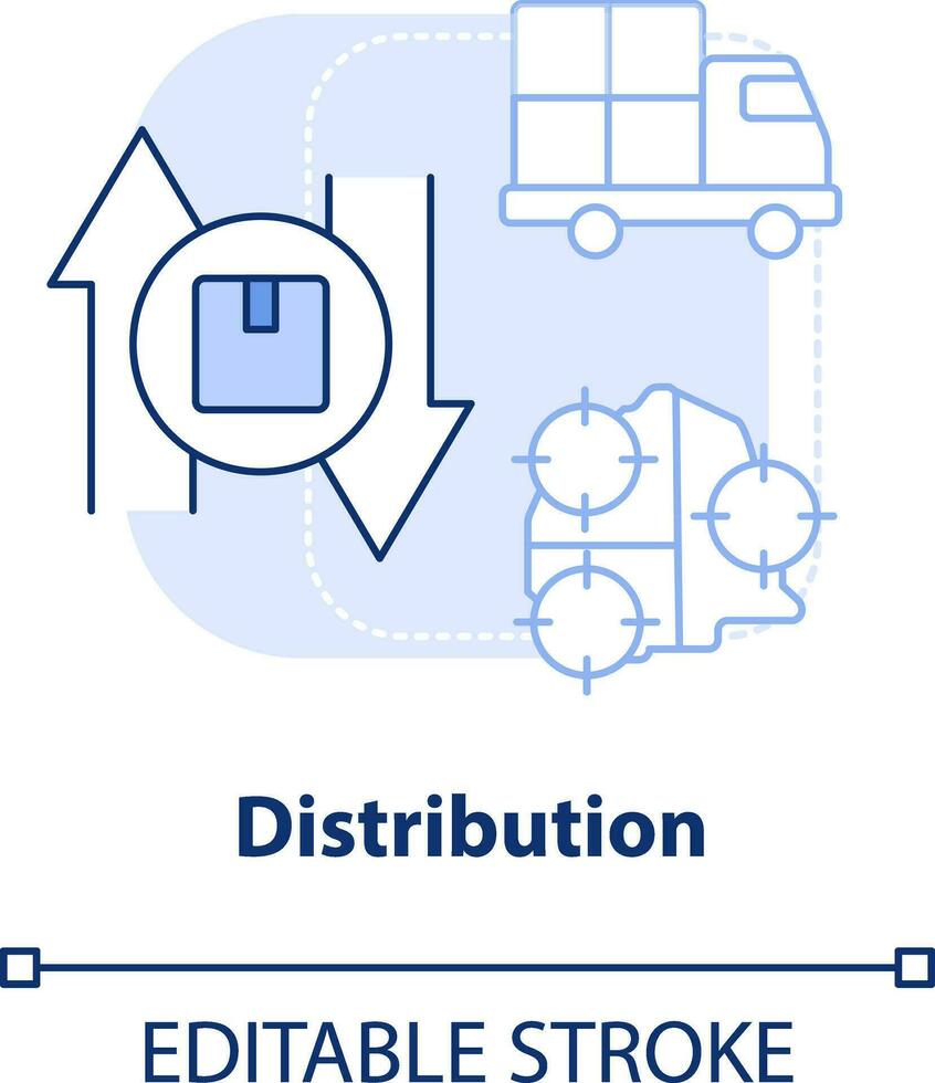 Distribution light blue concept icon. Service. Element of supply chain management abstract idea thin line illustration. Isolated outline drawing. Editable stroke vector