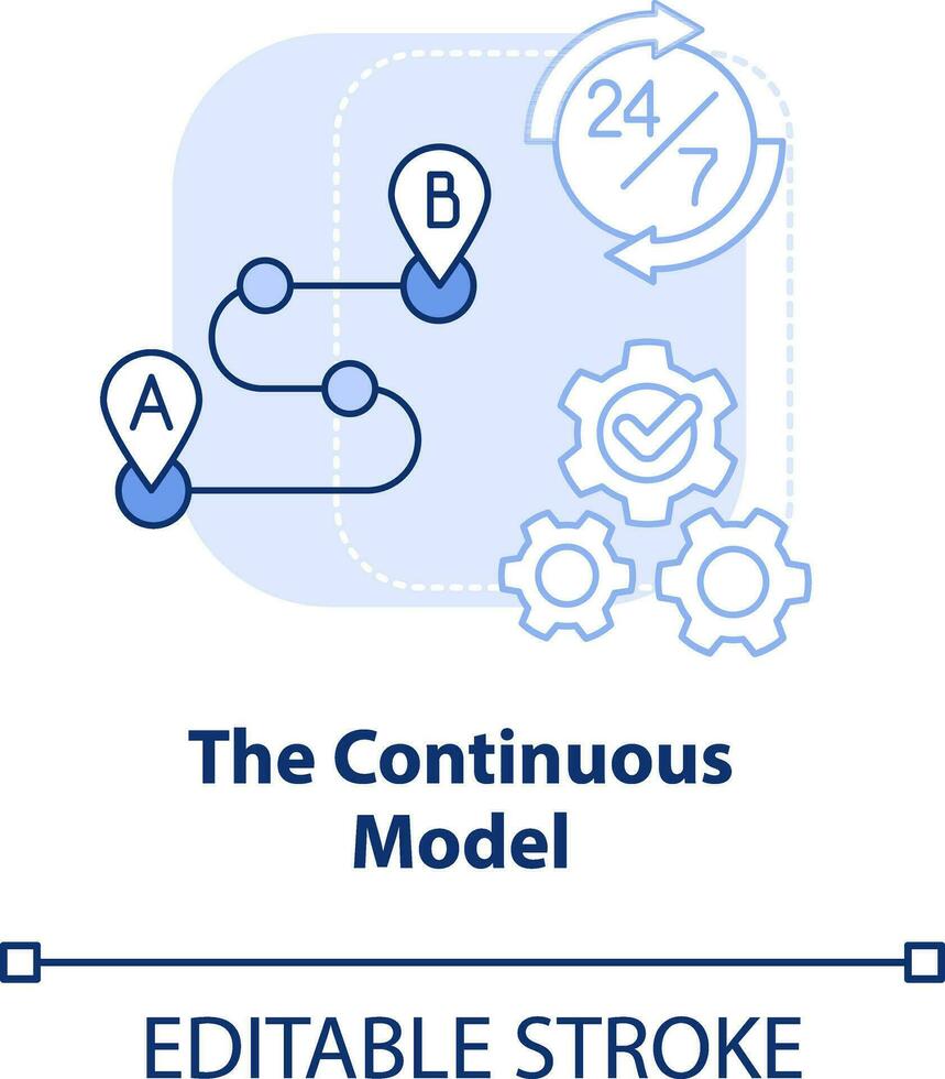 Continuous model light blue concept icon. Delivery schedule. Supply chain type abstract idea thin line illustration. Isolated outline drawing. Editable stroke vector