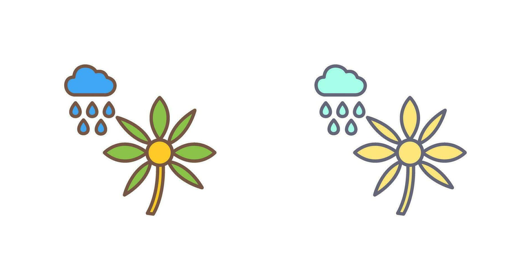 flor con icono de vector de lluvia