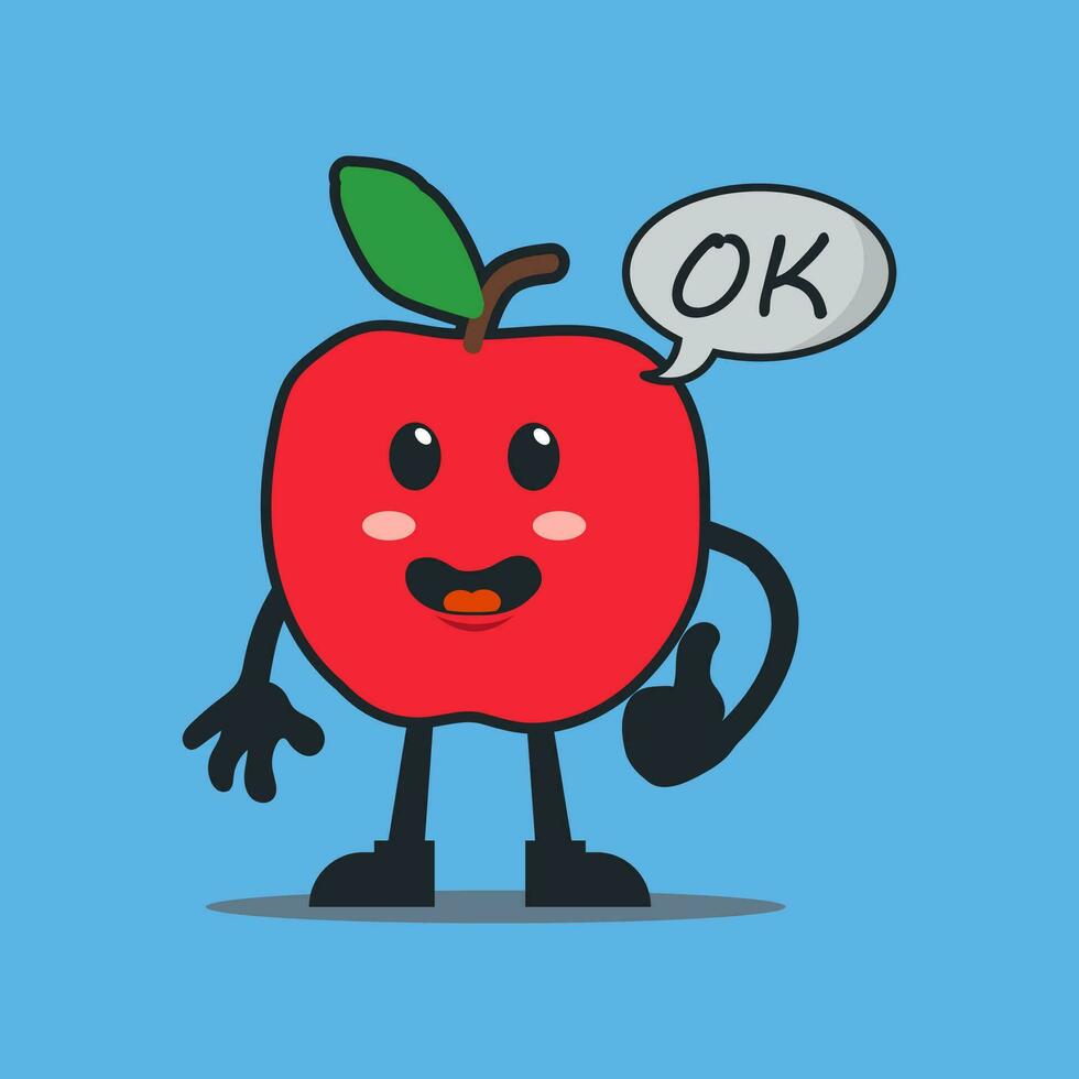 vector manzana mascota dibujos animados personaje