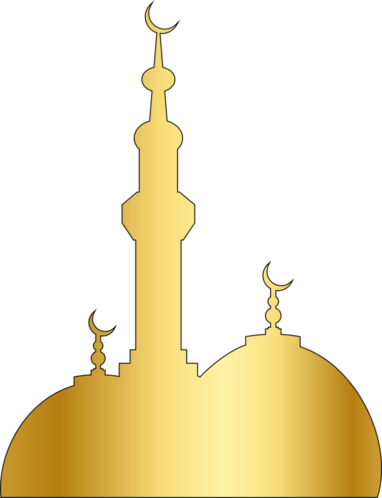 beautiful mosque design with dome in golden png