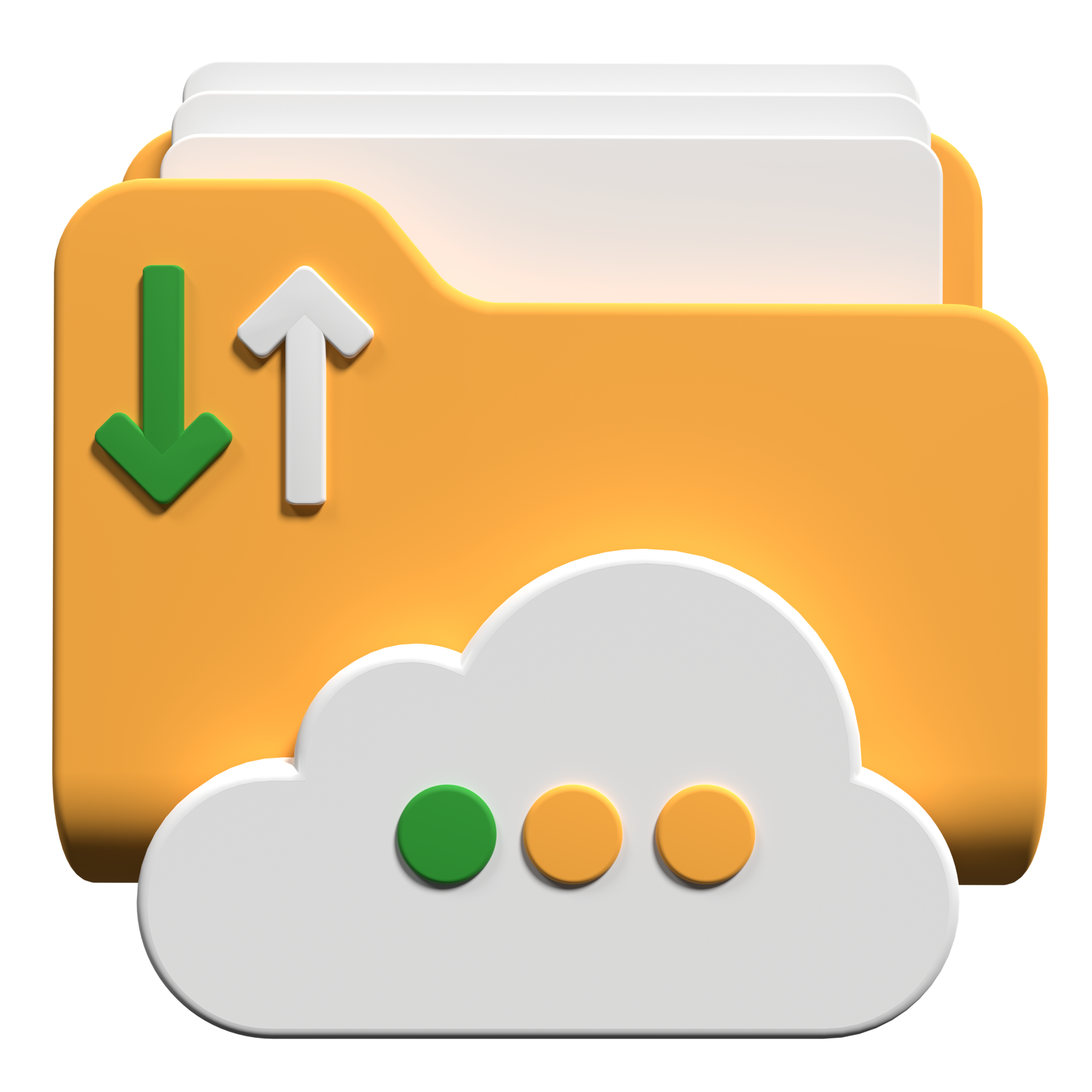 Cloud storage 3d illustration. File transfer concept. Cloud download