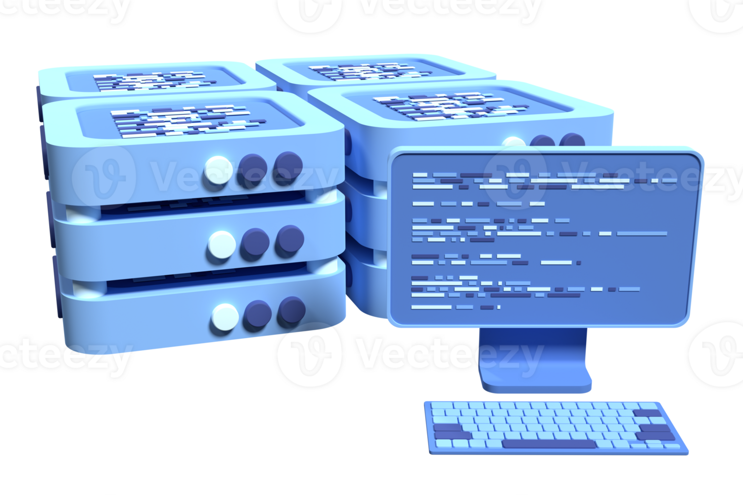 Cloud data center with hosting servers. Computer technology. Network and database. Modern server rack. 3d render illustration png