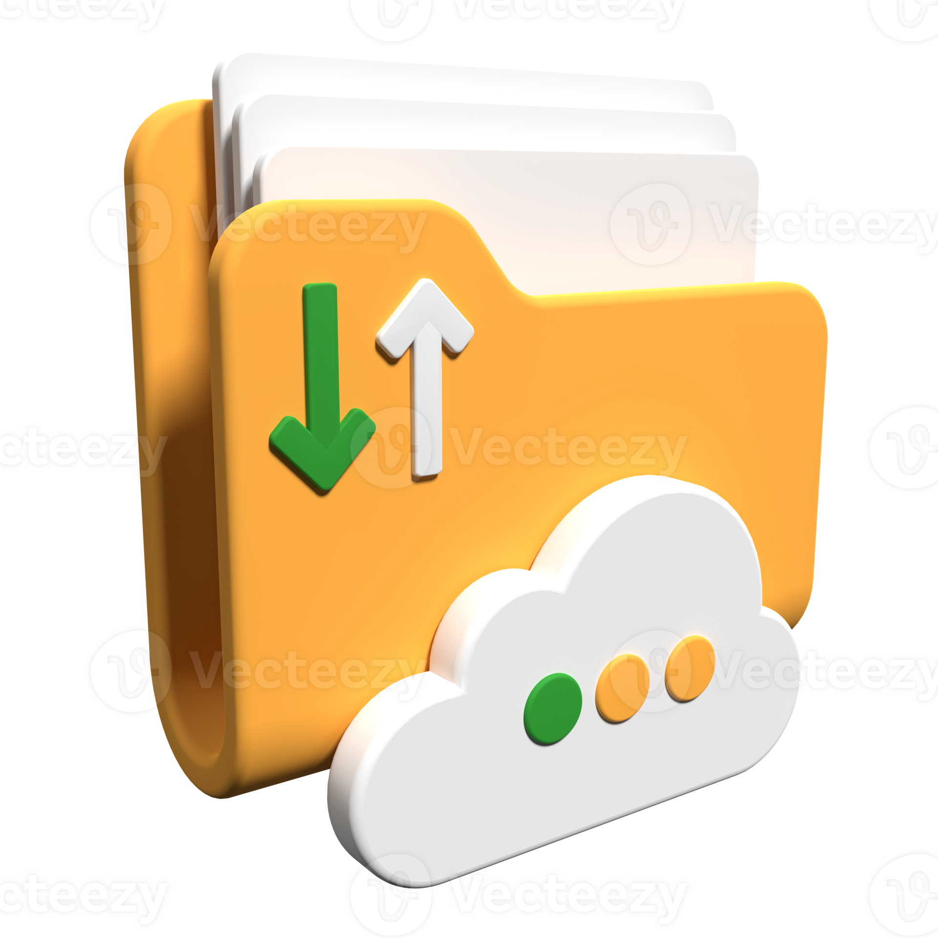 Cloud storage 3d illustration. File transfer concept. Cloud download