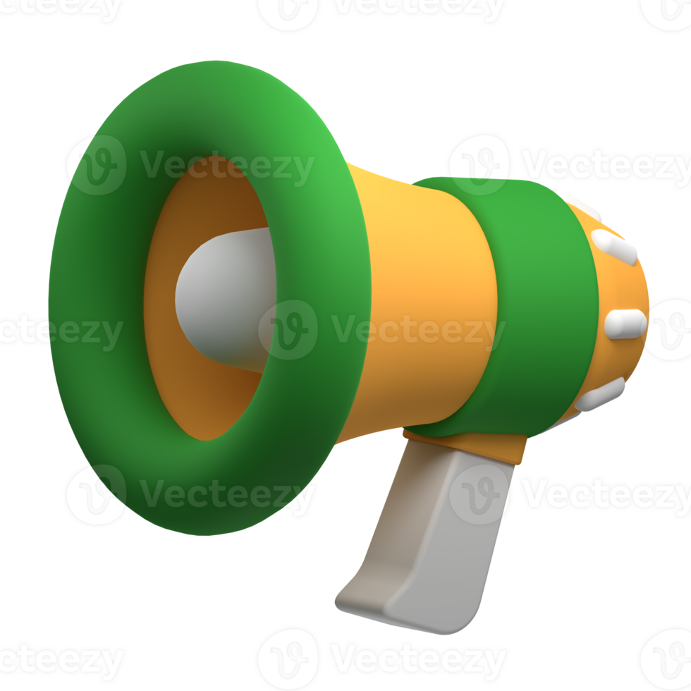 Megaphone 3d render icon illustration. Gramophone icon. 3d render of megaphone. 3d render illustration png