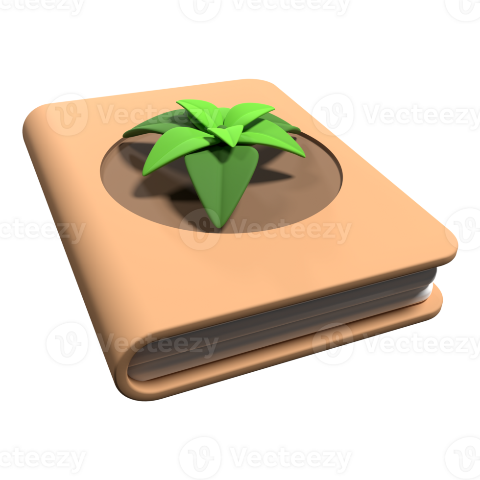 Ecology book 3d render icon. 3d render book icon. 3d rendering illustration png