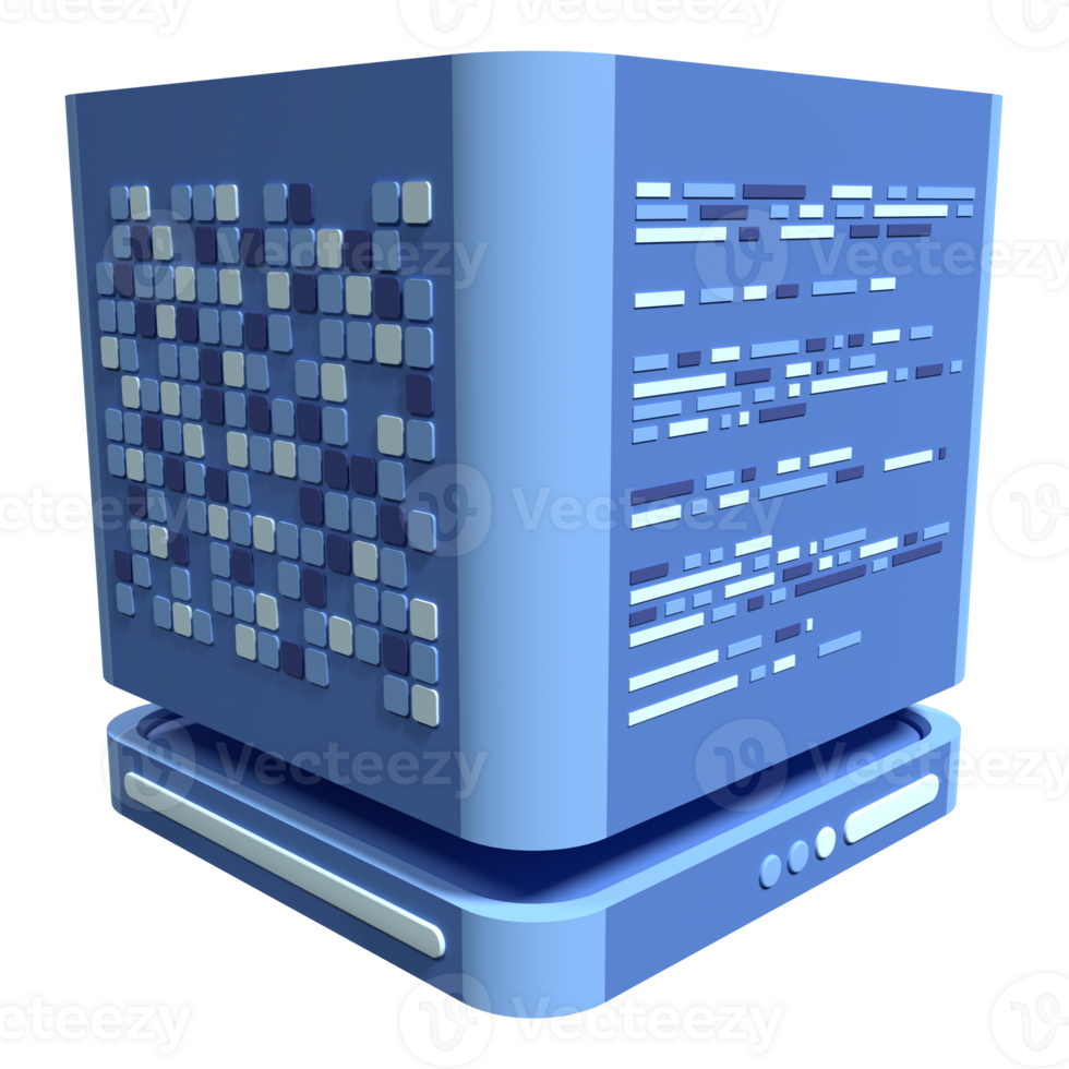 3D server icon. Computer server 3d render icon. Cloud computing. 3d render illustration png