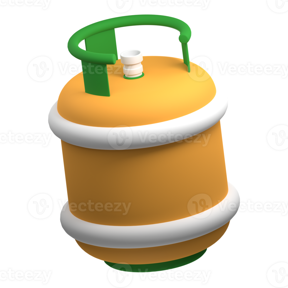 gaz cylindre dans 3d rendre conception. carburant gaz réservoir. 3d le rendu illustration png