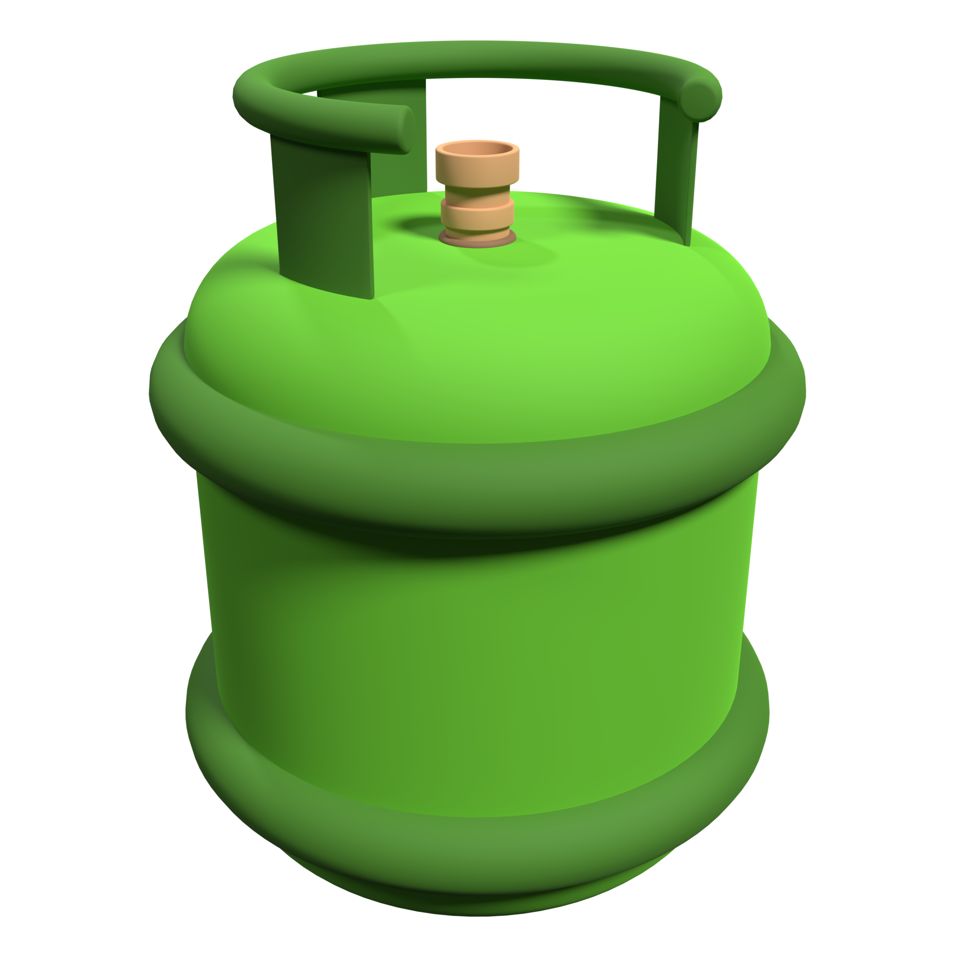 Gas cylinder in 3d render design. Green fuel gas tank. Ecology and