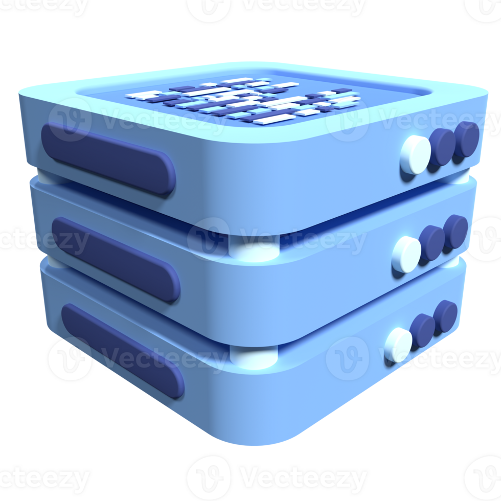 3D server icon. Computer server 3d render icon. Cloud computing. 3d render illustration png