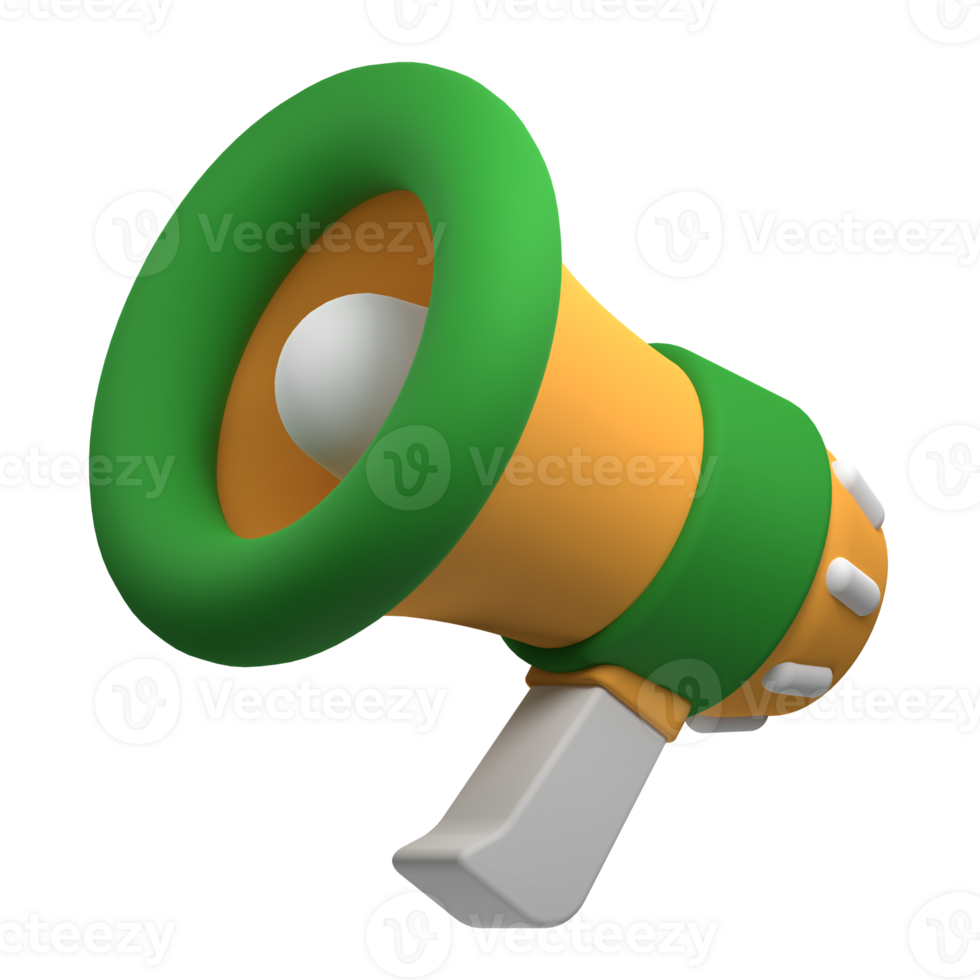 Megaphone 3d render icon illustration. Gramophone icon. 3d render of megaphone. 3d render illustration png