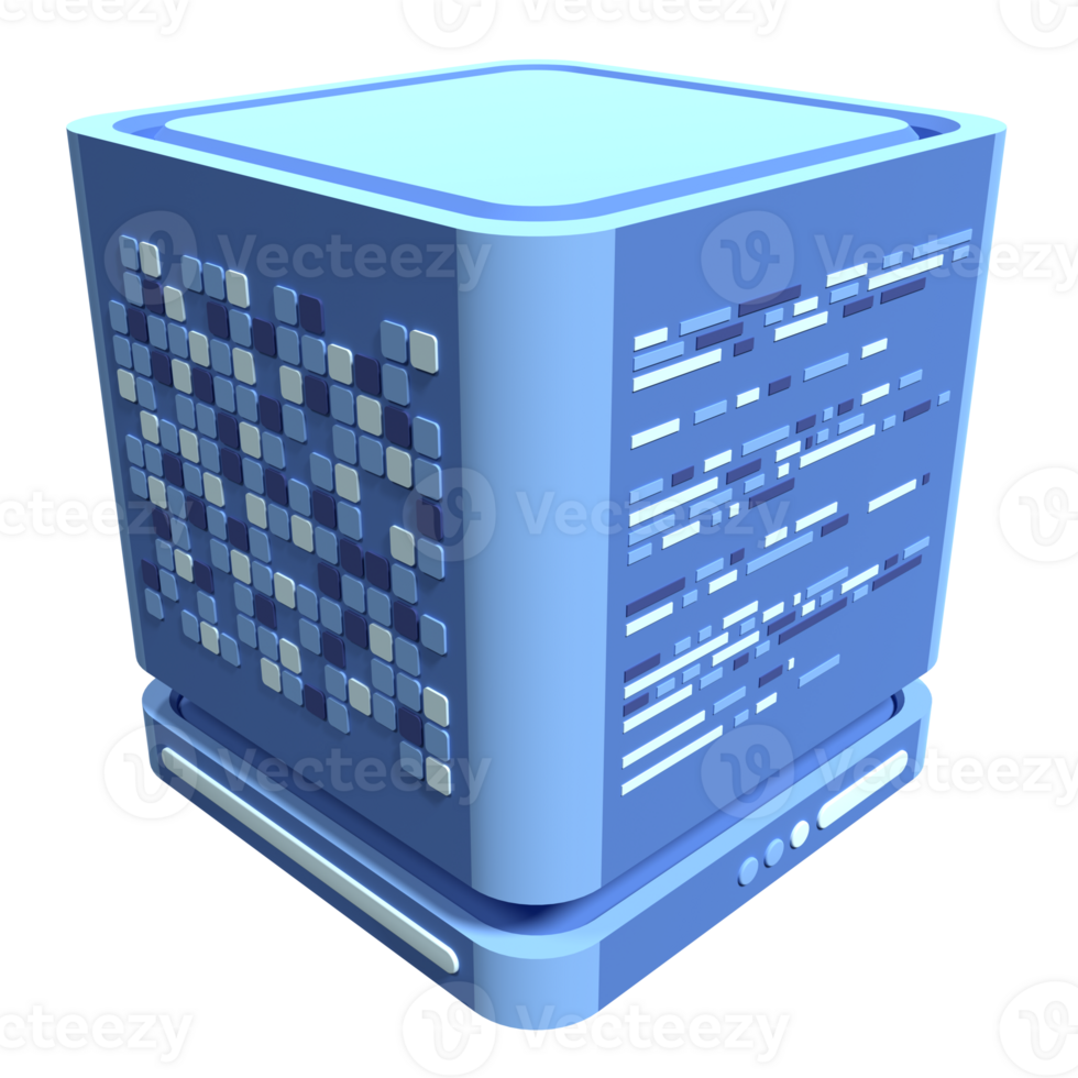 3D server icon. Computer server 3d render icon. Cloud computing. 3d render illustration png