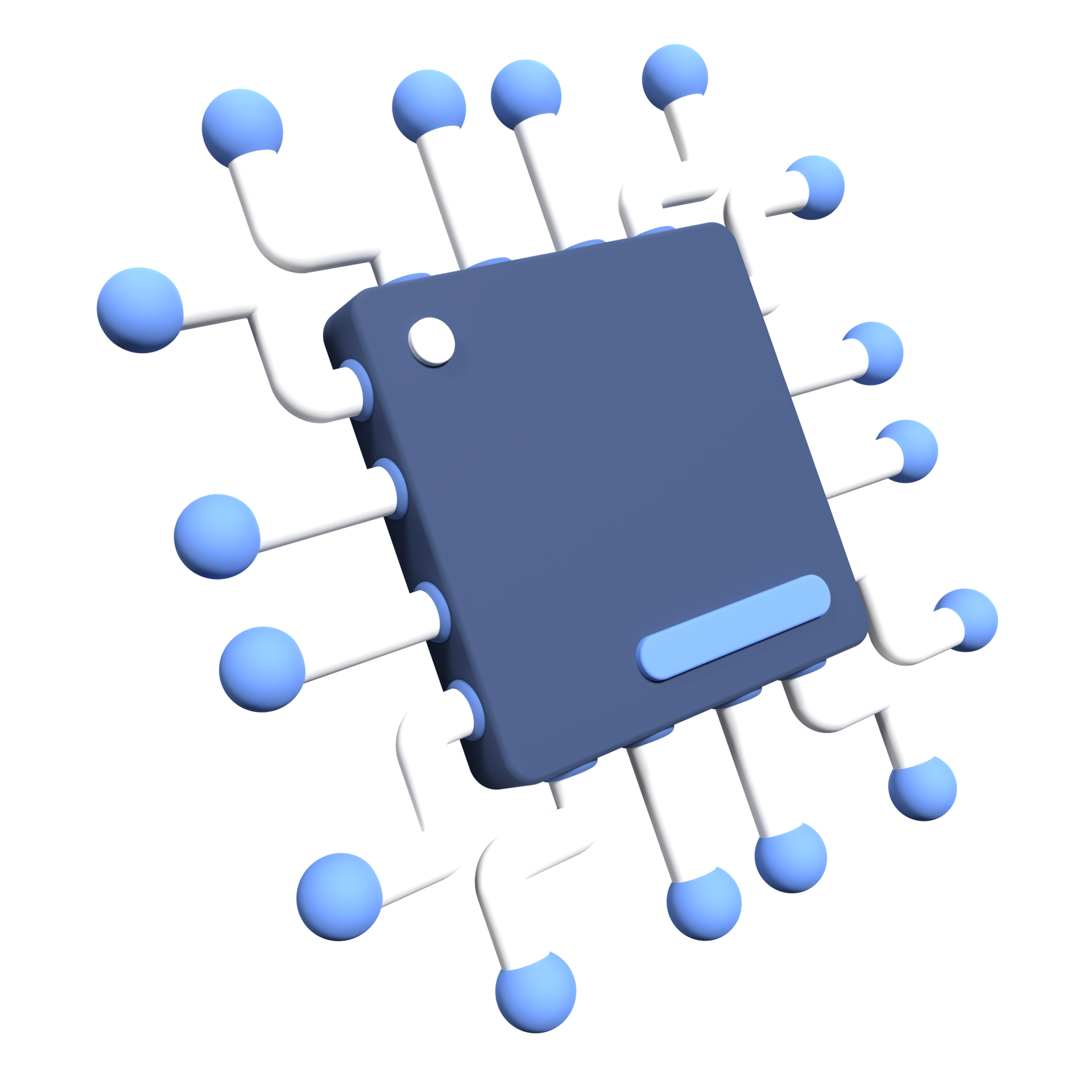 3d render of microchip or semiconductor chip. 3d icon processor chip ...
